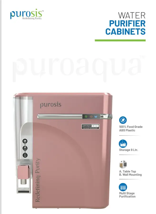 Purosis Puroaqua water purifier cabinet in rose finish